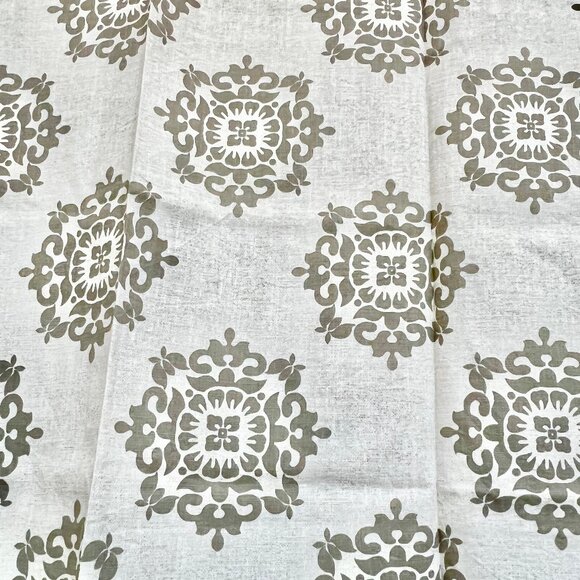 Tahari Home Gray Mosaic Print Linen Floor Length Curtain Panel Set 80"x50" each - Picture 2 of 5